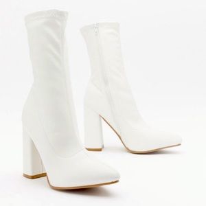 BRAND NEW NEVER WORN Nasty Gal White Heel Boots